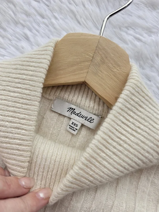 Madewell Ribbed Mockneck Crop Sweater In Antique Cream - Picture 8 of 10